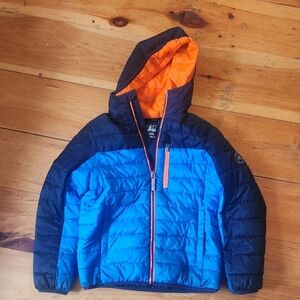Kids Blue and Orange Puffer Jacket